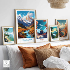 Patagonia Print showcasing vibrant landscapes, perfect for outdoor enthusiasts and adventure seekers. Wall art decor.