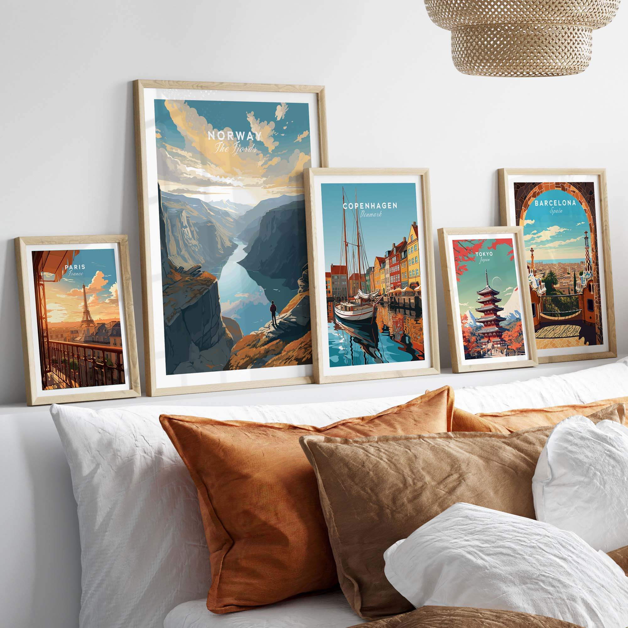 Fjord Wall Art Print featuring Norwegian landscapes and iconic cityscapes in beautiful framed displays.
