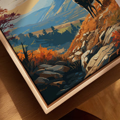 Shenandoah National Park art print in natural wood floating frame, fall landscape closeup