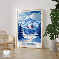 Ski Poster Val Thorens | Ski Trip Memories Wall Art featuring a scenic view of Val Thorens in France.
