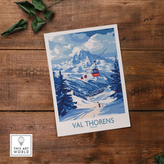 Ski Poster Val Thorens | Ski Trip Memories Wall Art featuring a scenic view of Val Thorens ski resort.