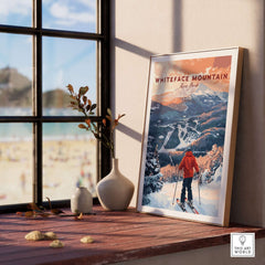 Ski print of Whiteface Mountain in New York, perfect winter wall art for ski enthusiasts.