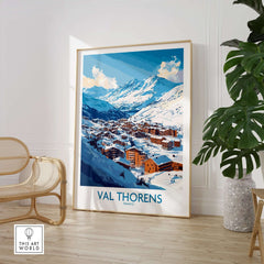 Ski in Val Thorens Art Print | France skiing Print showcasing a picturesque winter scene in Val Thorens, France.