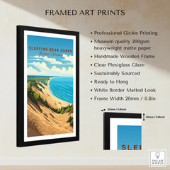 Framed Sleeping Bear Dunes National Lakeshore art print with lake, dunes, and forest scene