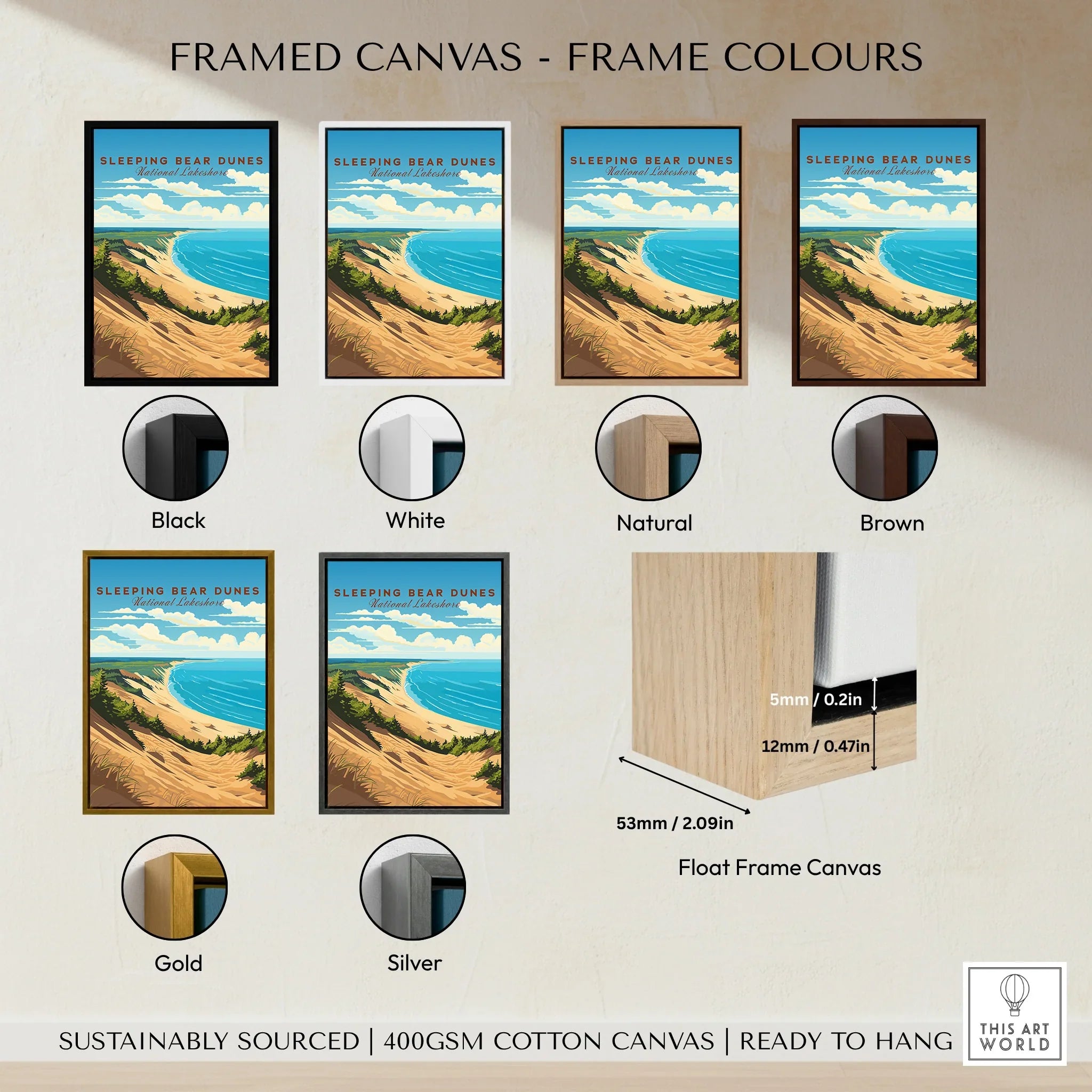 Sleeping Bear Dunes National Lakeshore framed art print in six frame color options