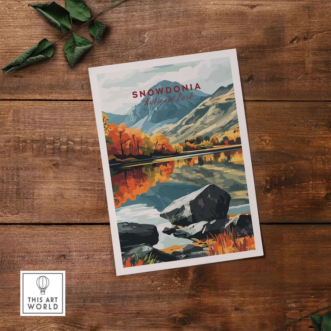 Snowdonia National Park print showcasing vibrant landscapes and serene reflections perfect for nature lovers.