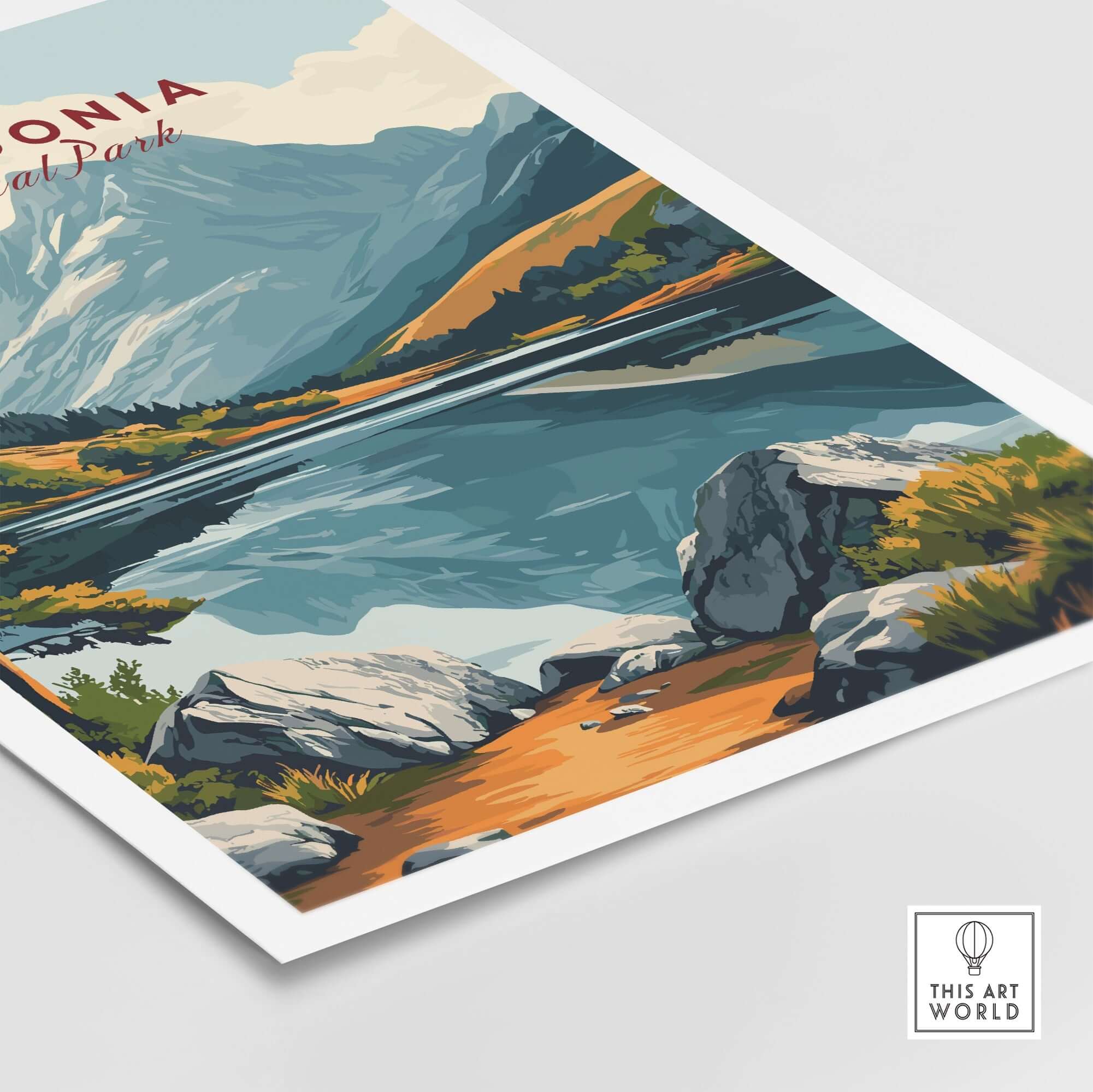 Snowdonia National Park Travel Print featuring vibrant landscapes and serene reflections in a natural setting.