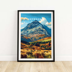 Snowdonia National Park Wales Poster showcasing vibrant mountain scenery and nature's beauty.