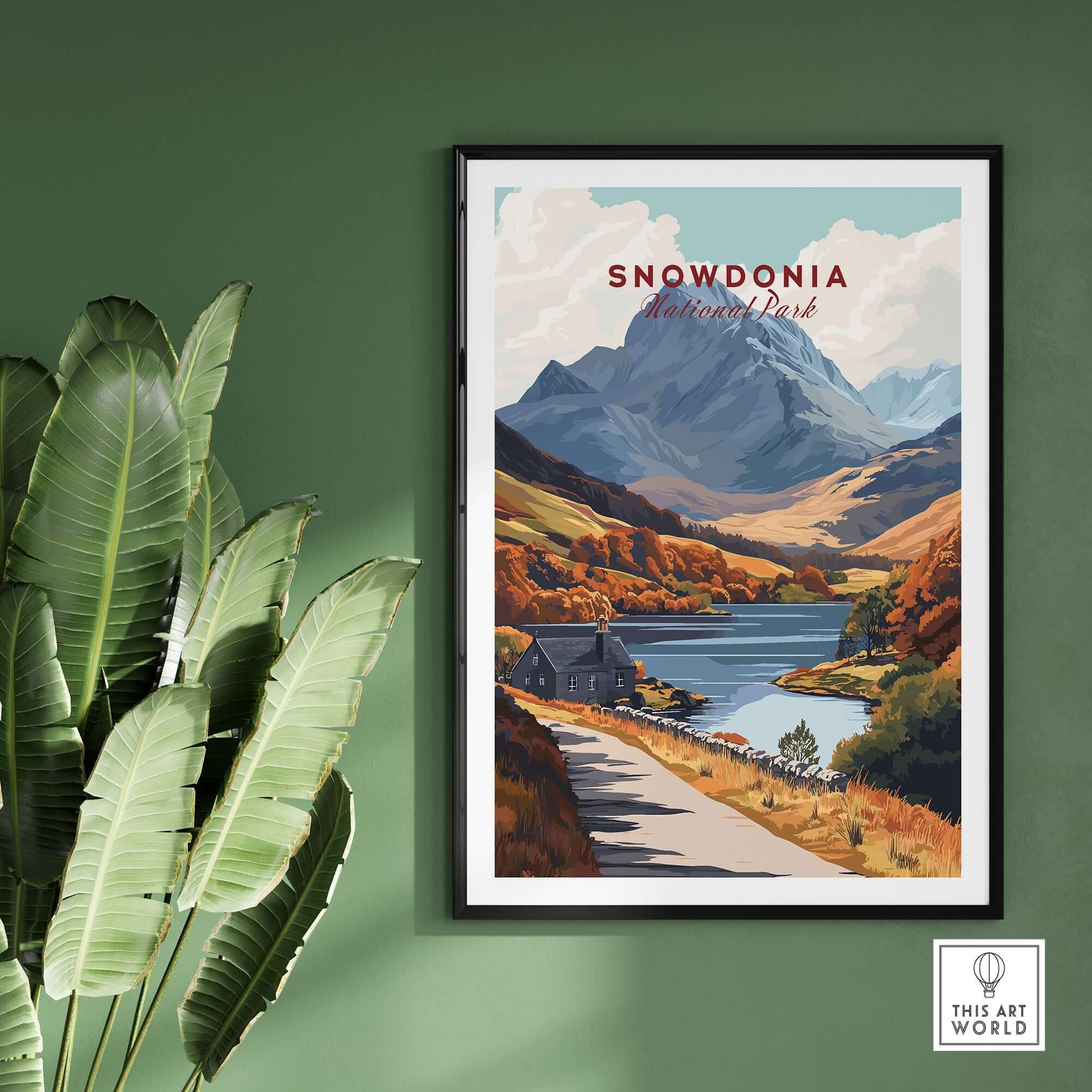 Snowdonia National Park Wall Art featuring a vibrant landscape and mountain scenery.