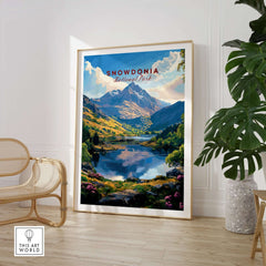 Snowdonia National Park Wall Art Poster showcasing a stunning landscape in a modern interior setting.