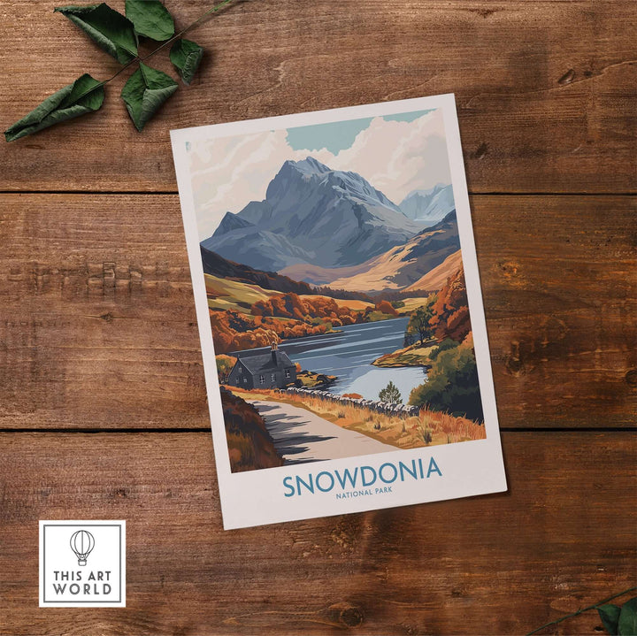 Snowdonia National Park wall art print showcasing stunning landscapes and mountains, perfect for nature lovers.