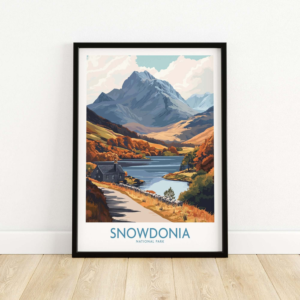 Snowdonia National Park wall art print featuring stunning landscapes and mountains, perfect for nature lovers.