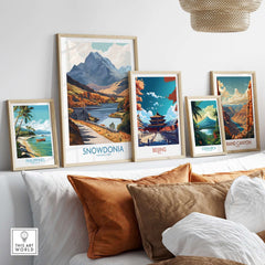 Snowdonia National Park Wall Art Print featuring stunning landscapes in a stylish home setting.