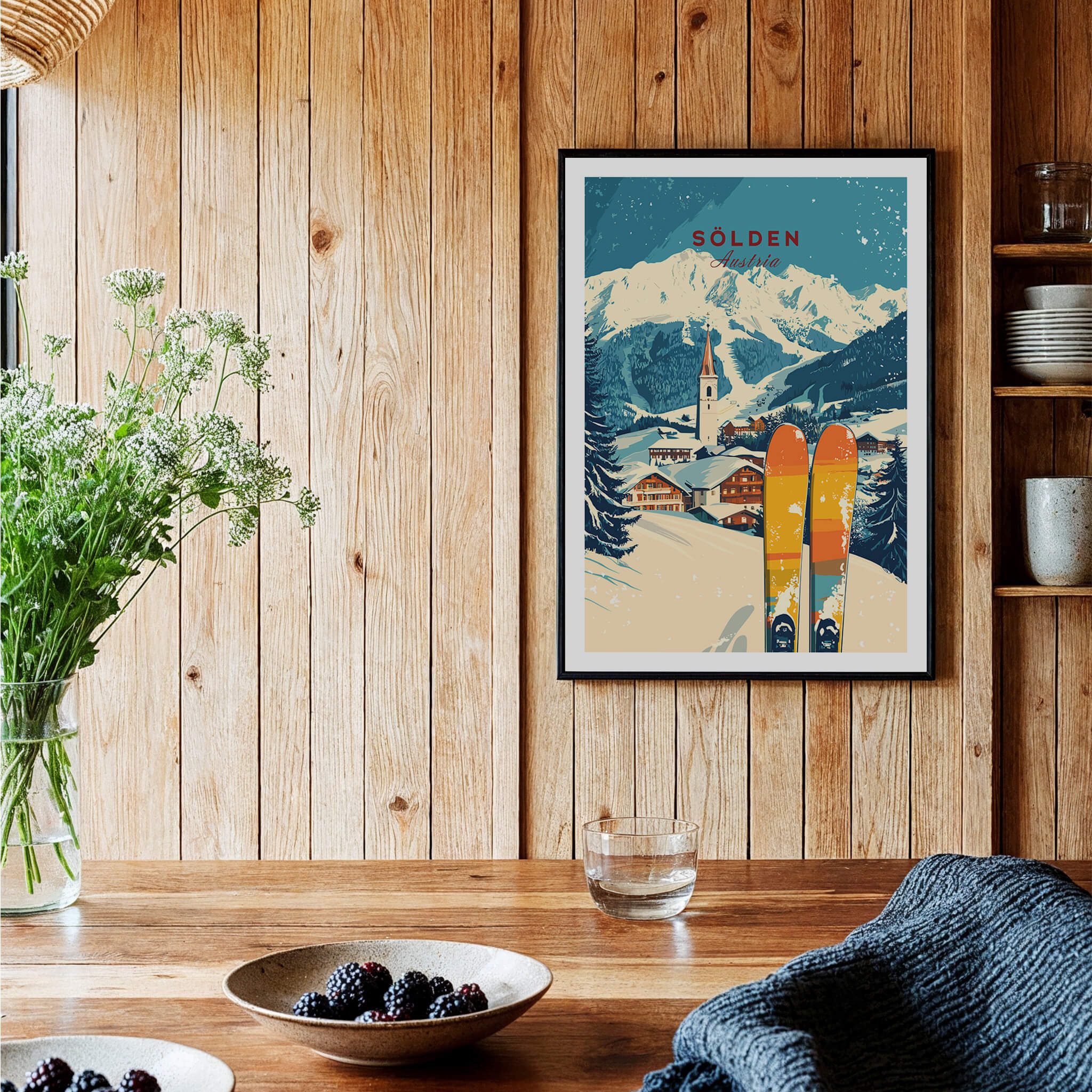 Sölden Ski Print Austria featuring beautiful ski scenery and vibrant colors, perfect for ski enthusiasts.