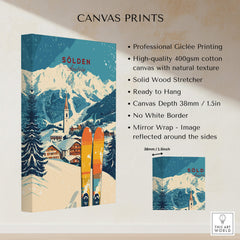 Sölden Ski Print Austria featuring beautiful mountain scenery and skiing equipment on canvas.