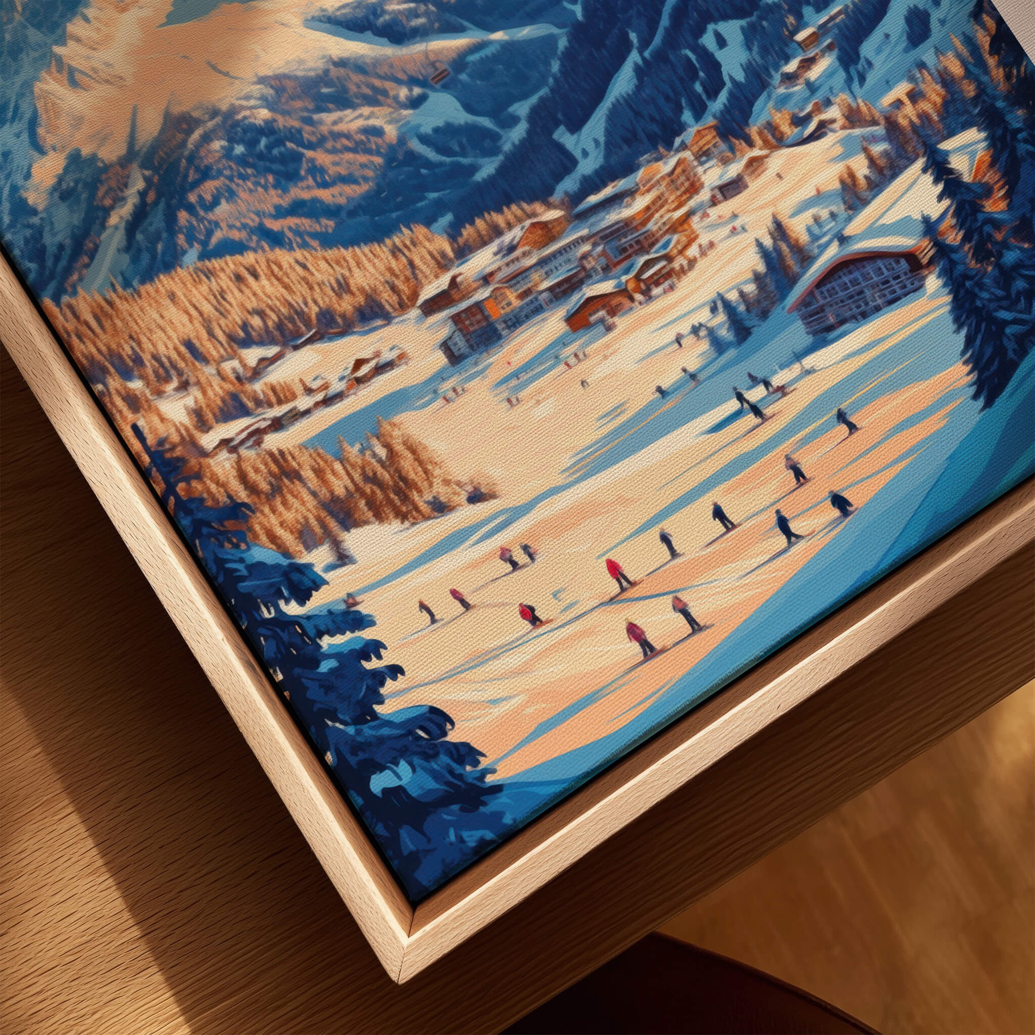 Sölden Ski Wall Art Print showing snowy slopes and skiers, capturing the essence of Sölden, Austria.