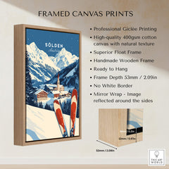 Ski Print Sölden Austria framed canvas print showcasing stunning winter landscape and professional quality.