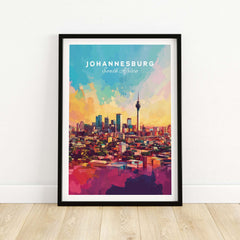 South Africa Art Print - Johannesburg Skyline, Joburg Cityscape Poster in vibrant colors showcasing the city.