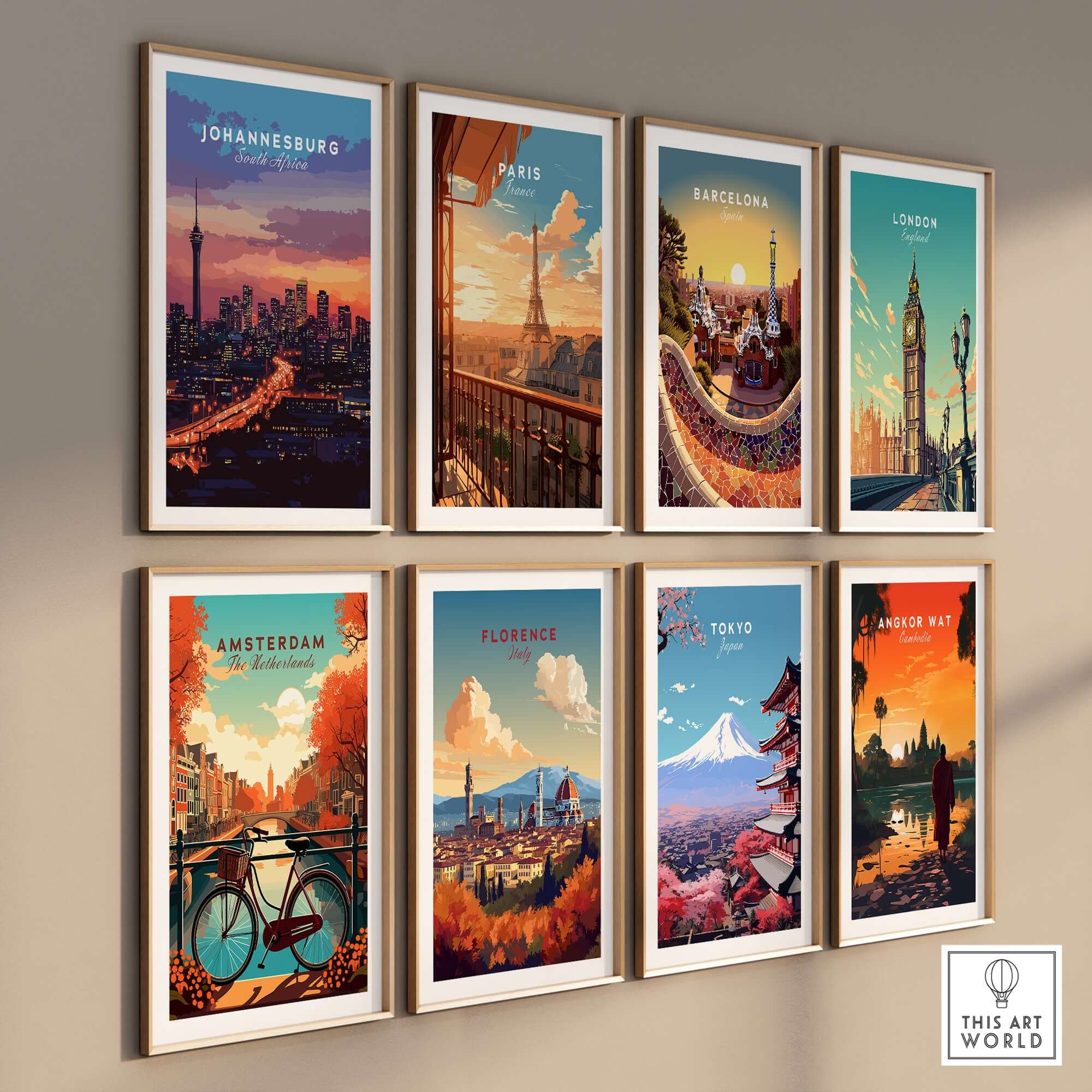 South Africa Skyline Art - Joburg at night Johannesburg Cityscape Print collection of vibrant city skyline art prints