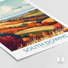 South Downs National Park Print showcasing vibrant colors and beautiful landscapes of the national park.