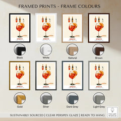 Italian Spritz Cocktail Recipe Poster - framed print colour options