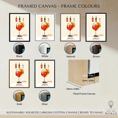 Italian Spritz Cocktail Recipe Poster - framed canvas float frame colour options