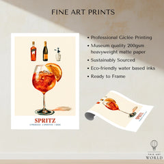 Italian Spritz Cocktail Recipe Poster - fine art print unframed quality details
