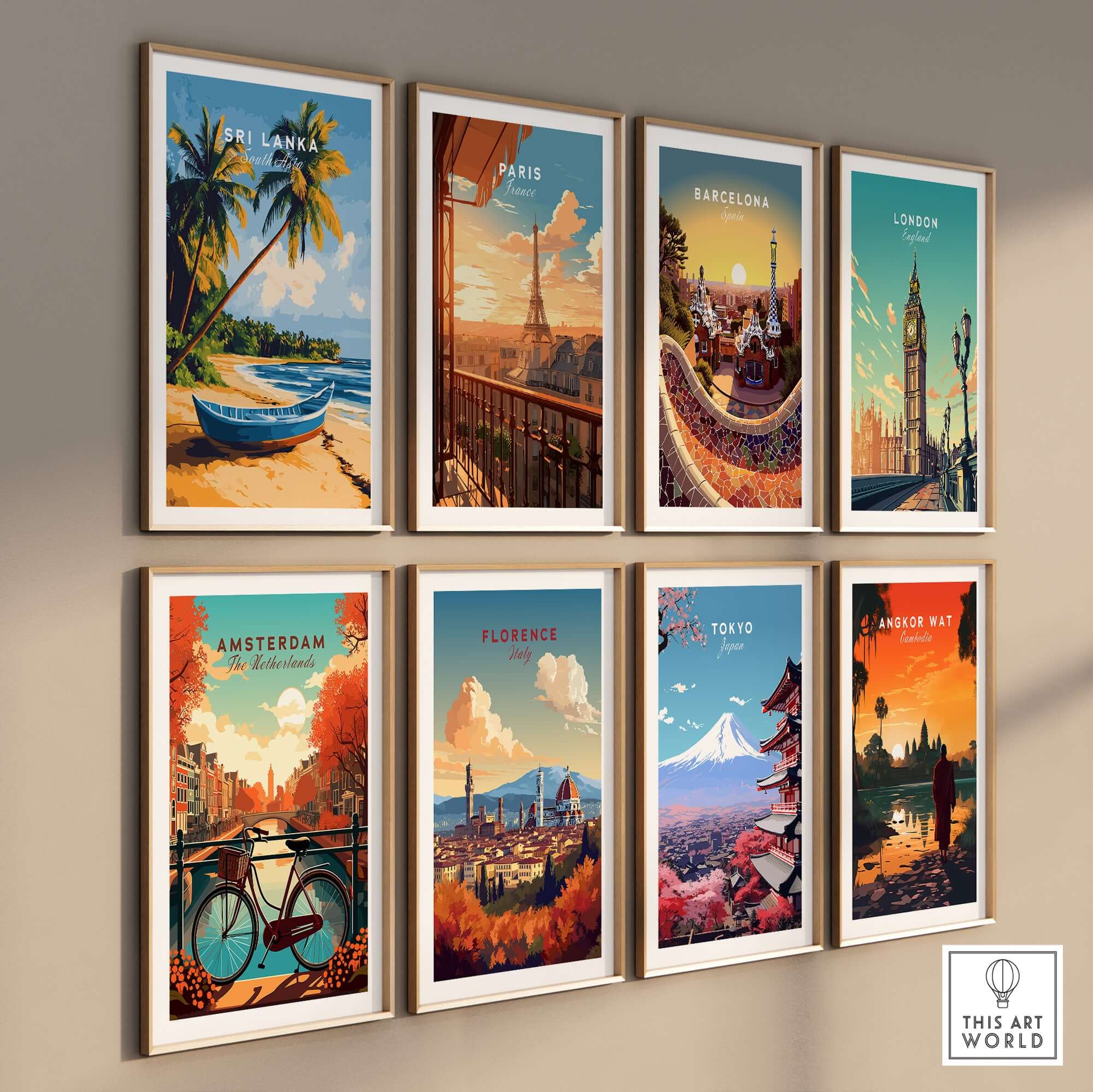 Sri Lanka Beach Scene Art - Tropical Island Print, Palm Tree Wall Decor featuring vibrant tropical travel posters.