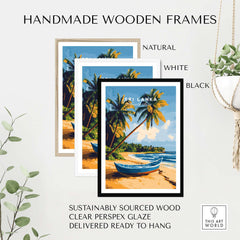 Sri Lanka Beach Scene Art - Tropical Island Print, Palm Tree Wall Decor in handmade wooden frames