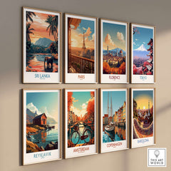 Sri Lanka Nature Art - Elephant in River Poster, Tropical Wildlife Print displayed among travel city posters.