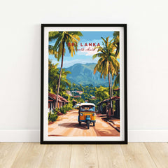 Sri Lanka Tuk-Tuk Art Print - South Asia Travel Poster, Island Street Scene