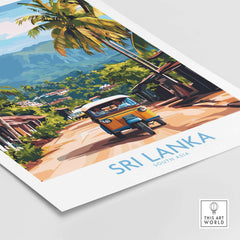 Sri Lanka Wall Art featuring a Tuk-Tuk showcasing vibrant scenery and culture in South Asia.