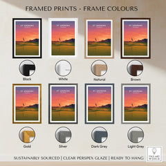 St Andrews Wall Art Scotland Home of Golf Poster - Scottish Links Decor framed prints color options display.