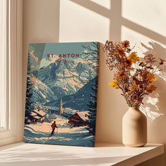 St. Anton Print Austria featuring picturesque mountains and ski scene in the Austrian Alps.