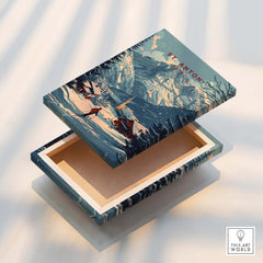 St. Anton Print Austria ski-themed decorative box showcasing winter mountain scenery and traditional village.