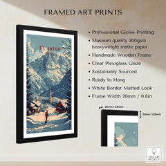 St. Anton Print Austria framed art print showcasing the beauty of Austrian Alps with a handmade wooden frame.