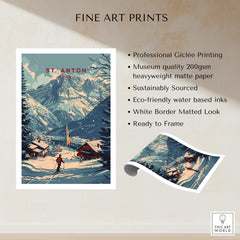 St. Anton Print Austria showcasing the stunning Alps and traditional village in a professional Giclée print.