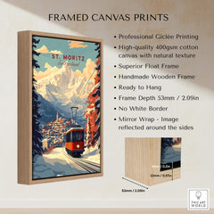 St Moritz Print Switzerland framed canvas print showcasing stunning Swiss Alps scenery.