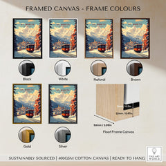 Framed canvas options for St Moritz Print Switzerland, showcasing various frame colors and styles.