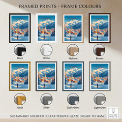 St Moritz Wall Art Ski Print framed prints in various frame colors including Black, White, Natural, Brown, Gold, Silver, Dark Grey, and Light Grey.