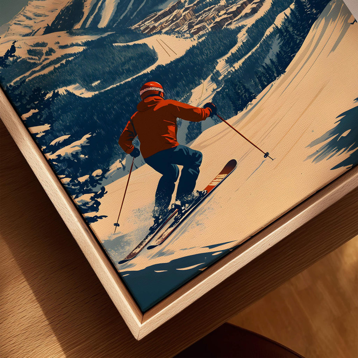 Steamboat Springs Ski Poster featuring a skier carving through snowy slopes in the mountains.