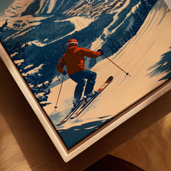 Steamboat Springs Ski Poster featuring a skier carving through snowy slopes in the mountains.