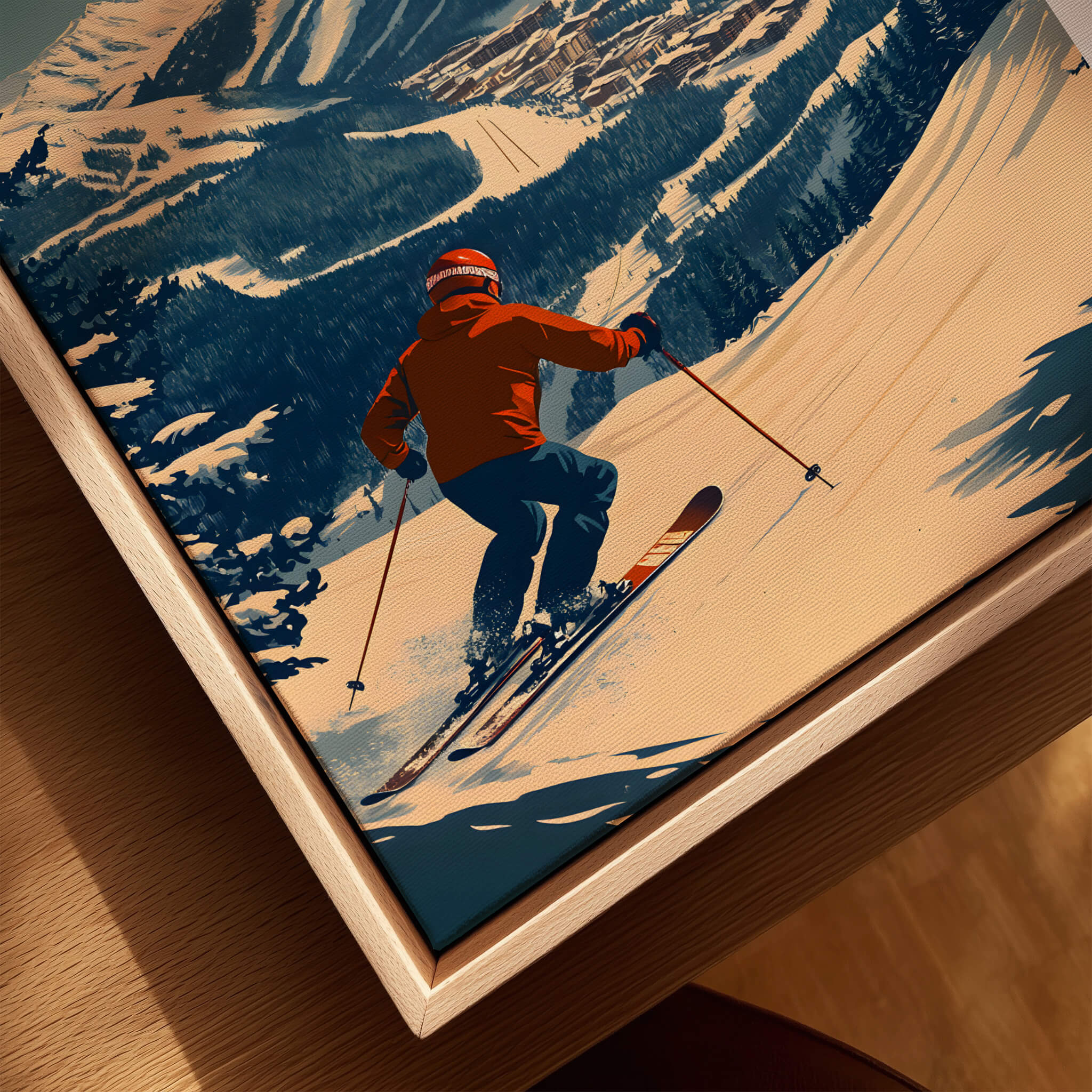 Steamboat Springs Ski Poster featuring a skier carving through snowy slopes in the mountains.