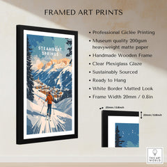 Steamboat Springs Print Colorado framed art print featuring a skier in a snowy landscape with mountains.