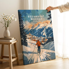 Steamboat Springs Print Colorado depicting a skier in the scenic mountains of Steamboat Springs, Colorado.