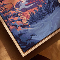 Vermont Ski Art - Stowe Gondola Poster, Winter Sports Decor showcasing a scenic snow landscape and gondola.