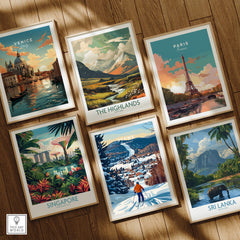 Vermont Ski Destination Poster - Stowe Mountain Landscape Art Print collection showcasing travel-inspired art.