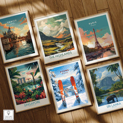 Stowe Vermont Ski Print - Snowy Mountain Scene Poster, Skiing Wall Decor featured among travel posters.