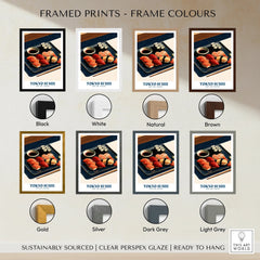 Tokyo Sushi Japanese Kitchen Wall Art - framed print colour options