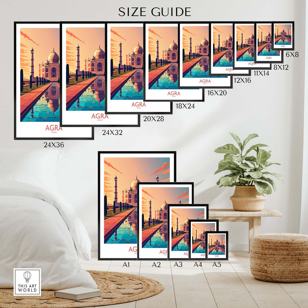 Taj Mahal Agra Wall Art | Modern Style